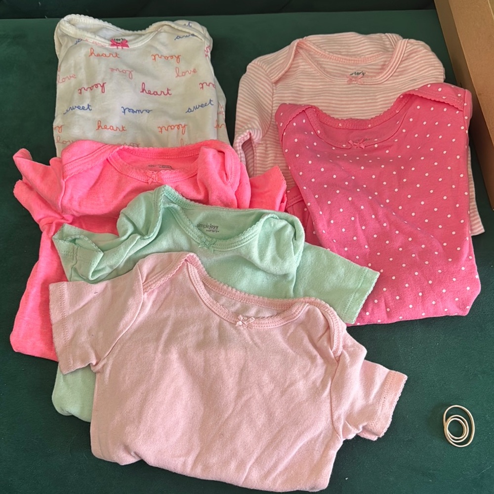 Carter’s Assorted Baby Onesies in Pink and Green - Picture 1 of 1